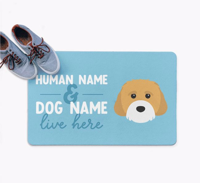 Human & Dog Live Here: Personalized {breedFullName} Doormat